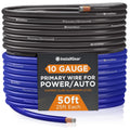 10 Gauge Wire (50Ft) Copper Clad Aluminum CAA - Primary Automotive Wire, Car Amplifier Power and Ground Cable, Battery Cable, Car Audio Speaker Stereo, RV Trailer Wiring Welding Cable 10Ga