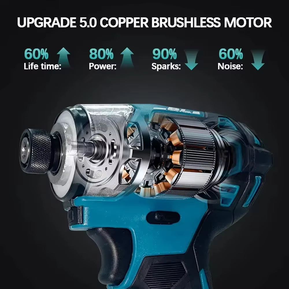 DTD173 1800RPM Cordless Impact Driver 180N.M Brushless Motor Electric Drill Wood/Bolt/T-Mode for  Battery