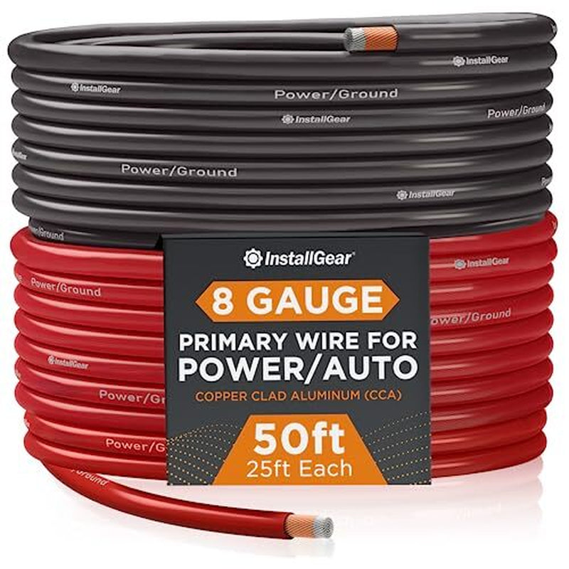 Installgear 8 Gauge Wire (50Ft) Copper Clad Aluminum Assorted Sizes , Styles
