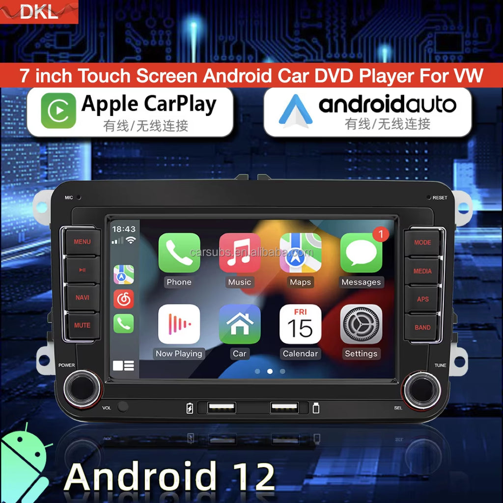 New 7 Inch Car Stereo Android Auto Big Touch Screen Car Music Stereo 2G 64G Carplay GPS Car DVD Player for VW Golf Bora Caddy