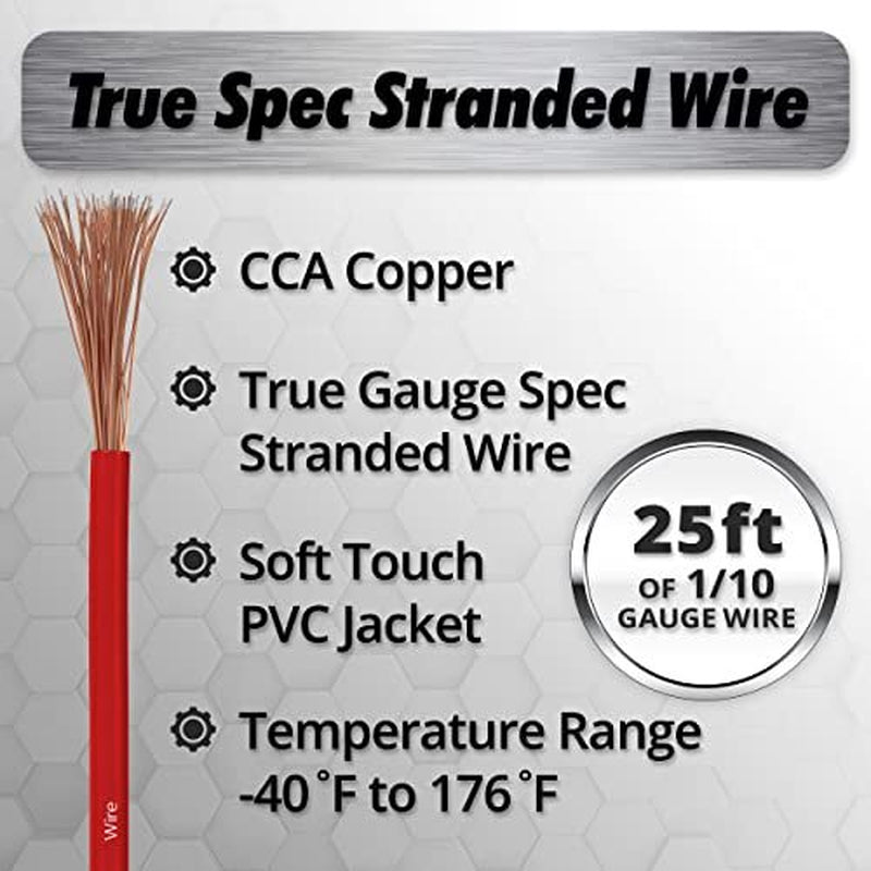 Installgear 8 Gauge Wire (50Ft) Copper Clad Aluminum Assorted Sizes , Styles