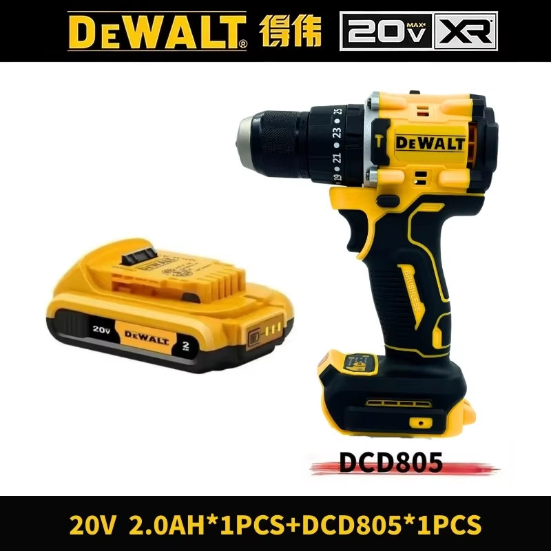DCD805 Cordless Electric Drill Driver Kit Bare Tool 20V MAX 1/2 in Rechargeable Electric Tool Has a Long Service Life