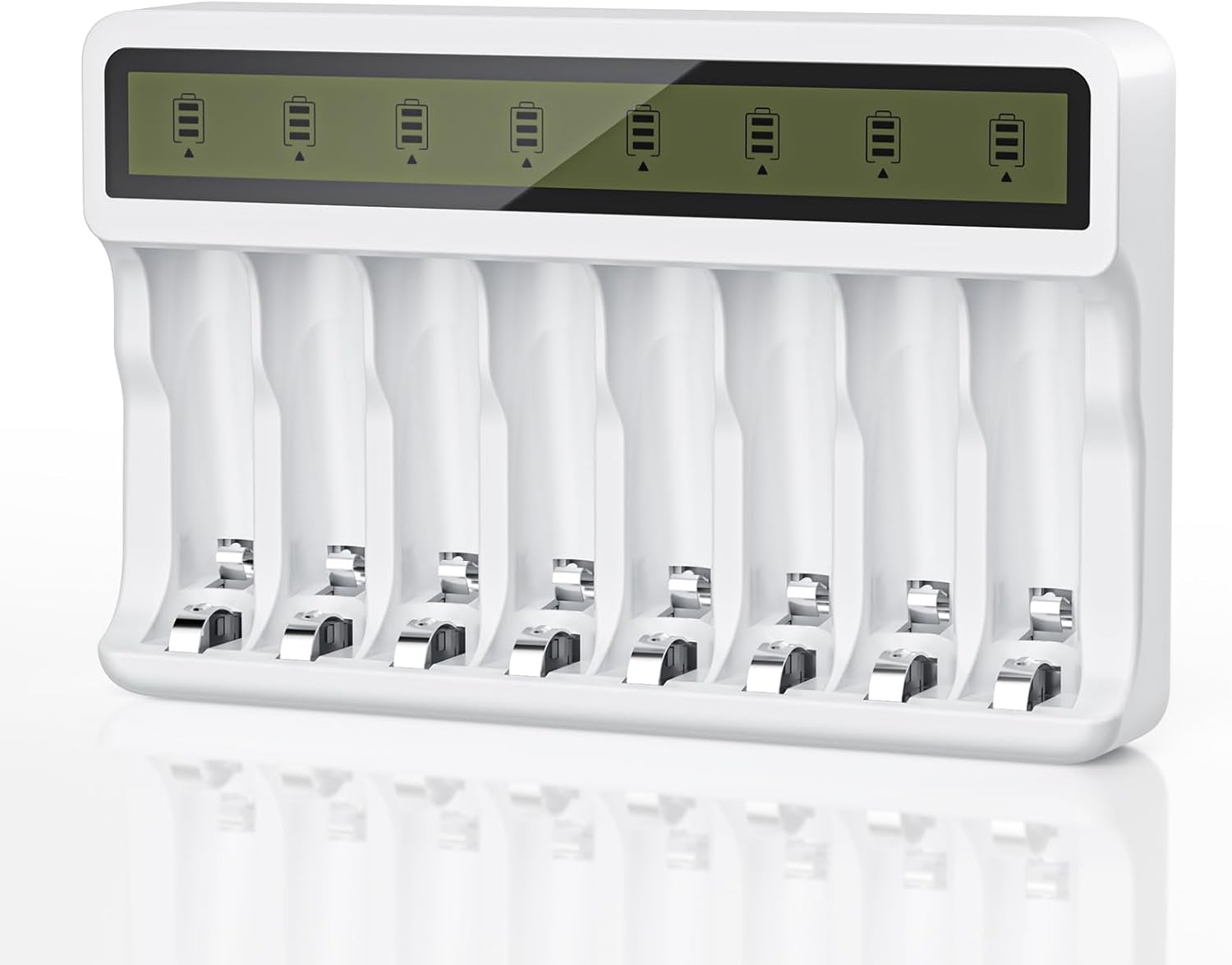 Rechargeable Battery Charger, 8 Bay AA AAA Smart Charger with LCD Display, Independent Slots for Ni-Mh Ni-Cd Batteries