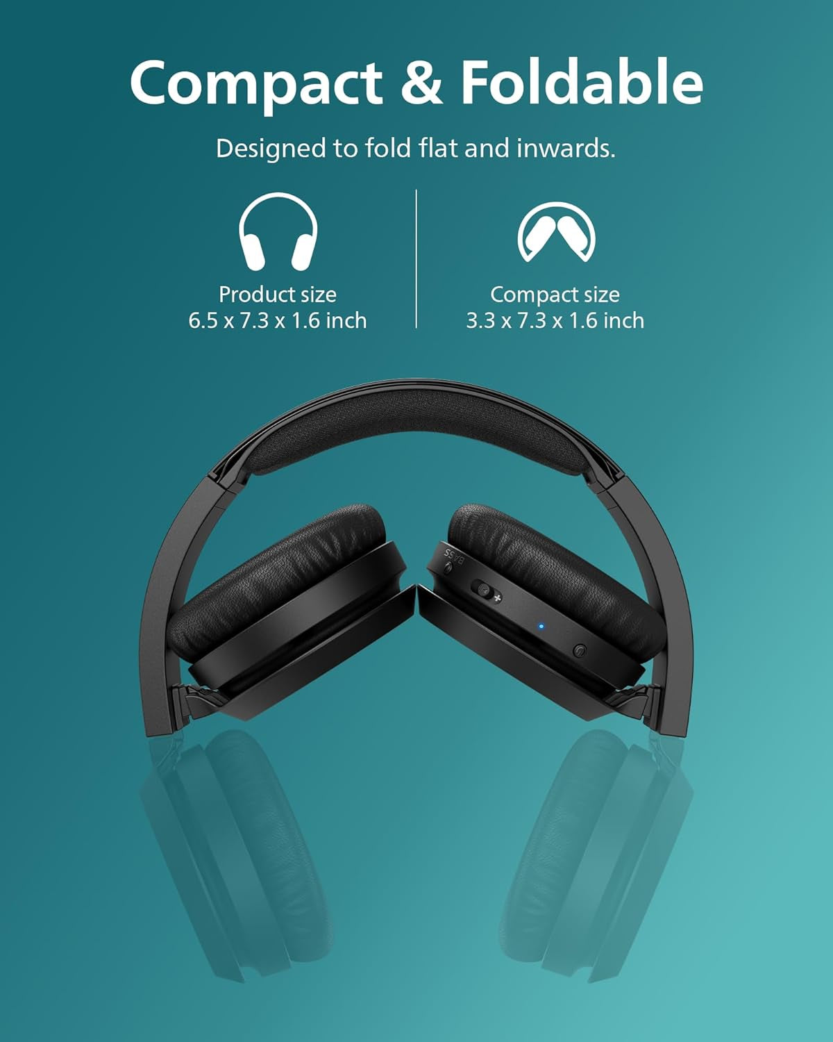 H4205 Wireless Headphone,On-Ear Bluetooth Headphone with BASS Boost,Quality Sound,32Mm Drivers,29-Hour Battery Life,Fast Charging,Lightweight,Adjustable Cushioned Headband,Soft Ear Cups,Black