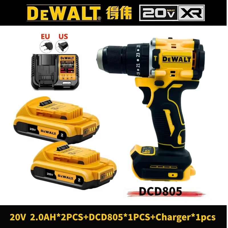 DCD805 Cordless Electric Drill Driver Kit Bare Tool 20V MAX 1/2 in Rechargeable Electric Tool Has a Long Service Life