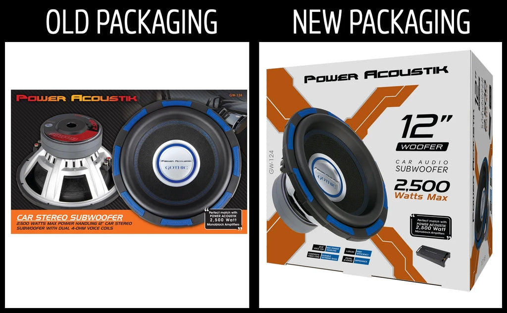 Gothic Series GW-124 Premium 12" Subwoofer - 2,500 Watt Max, Composite Fiber Rigid Cone (New)