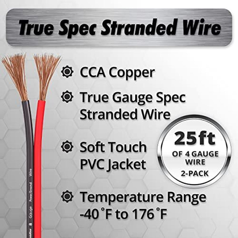 Installgear 8 Gauge Wire (50Ft) Copper Clad Aluminum Assorted Sizes , Styles