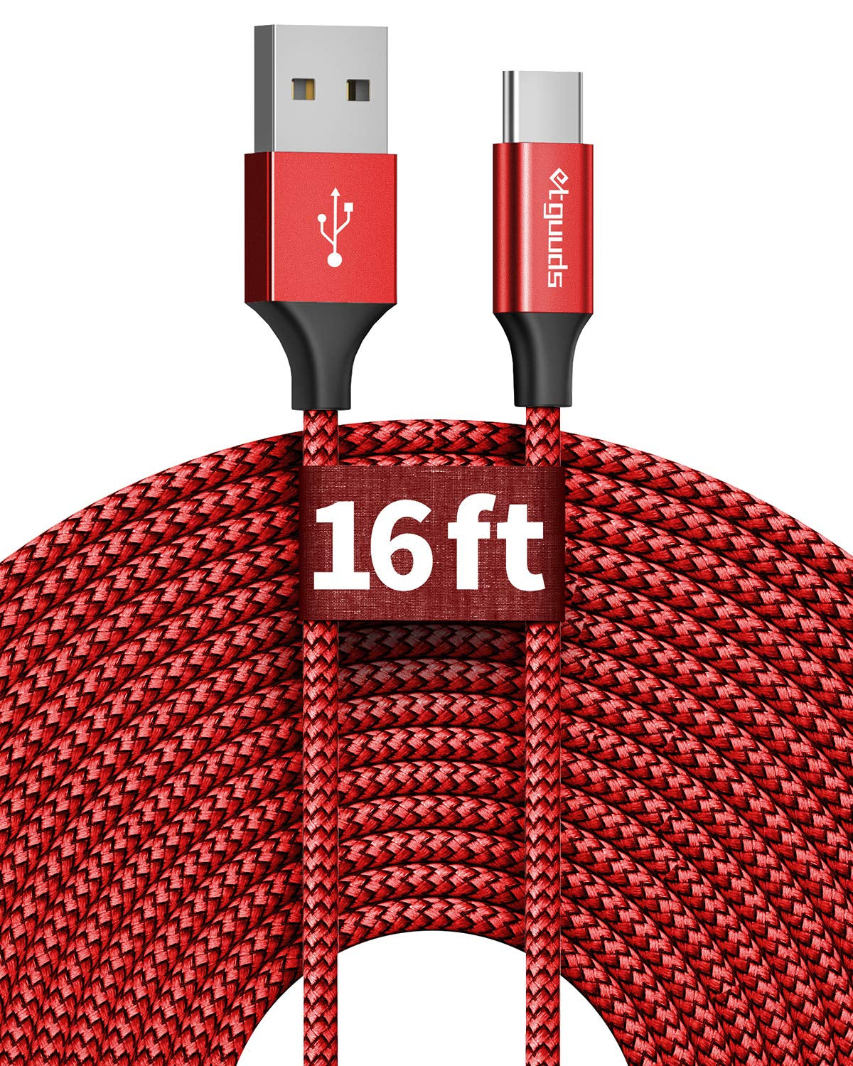 [16Ft/5M Extra Long USB C Cable, USB-A 2.0 to Type C Cable Fast Charger Nylon Braided Cord Compatible with Samsung Galaxy Note, LG, Moto, Pixel, Switch, Camera and Other USB C Devices