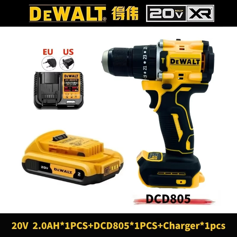 DCD805 Cordless Electric Drill Driver Kit Bare Tool 20V MAX 1/2 in Rechargeable Electric Tool Has a Long Service Life