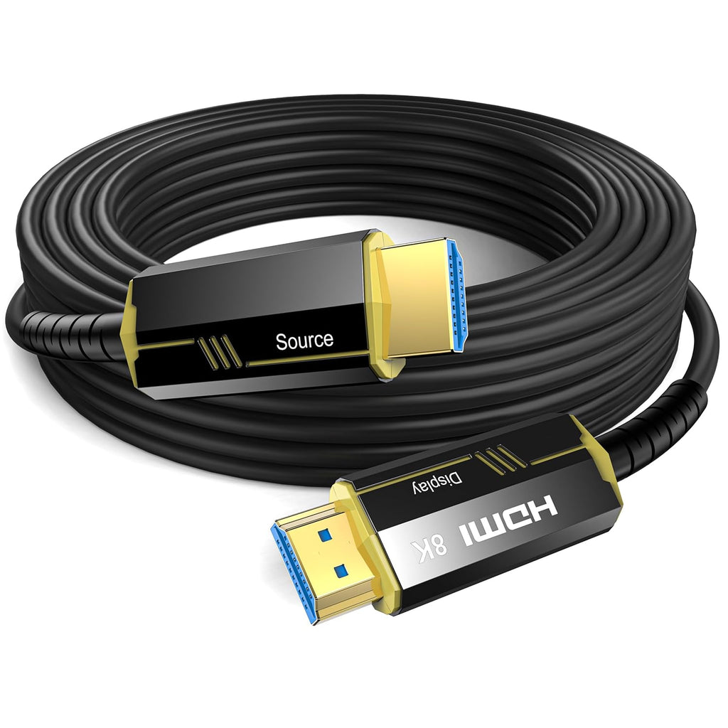 8K Fiber Optic HDMI Cables 30Ft, 48Gbps Ultra High Speed HDMI 2.1 Cable, 8K@60Hz 4K@120Hz, Compatible for Playstation 5 PC HDTV, Male-To-Male （Gold Plated Connector）
