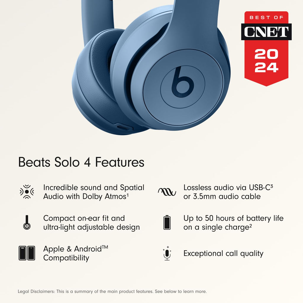 Beats Solo 4 - Wireless On-Ear Bluetooth Headphones, Up to 50-Hour Battery Life, Ultra-Lightweight Comfort, Powerful and Balanced Sound, Apple & Android Compatible - Matte Black