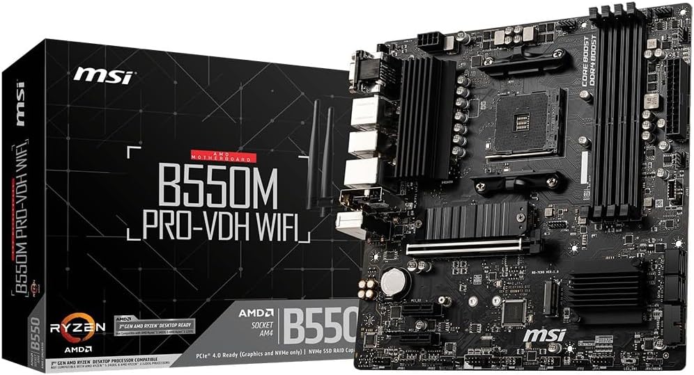 B550M PRO-VDH Wifi Proseries Motherboard (AMD Ryzen 5000, AM4, DDR4, Pcie 4.0, SATA 6Gb/S, M.2, USB 3.2 Gen 1, Wi-Fi, Bluetooth, D-SUB/HDMI/DP, Micro-Atx)