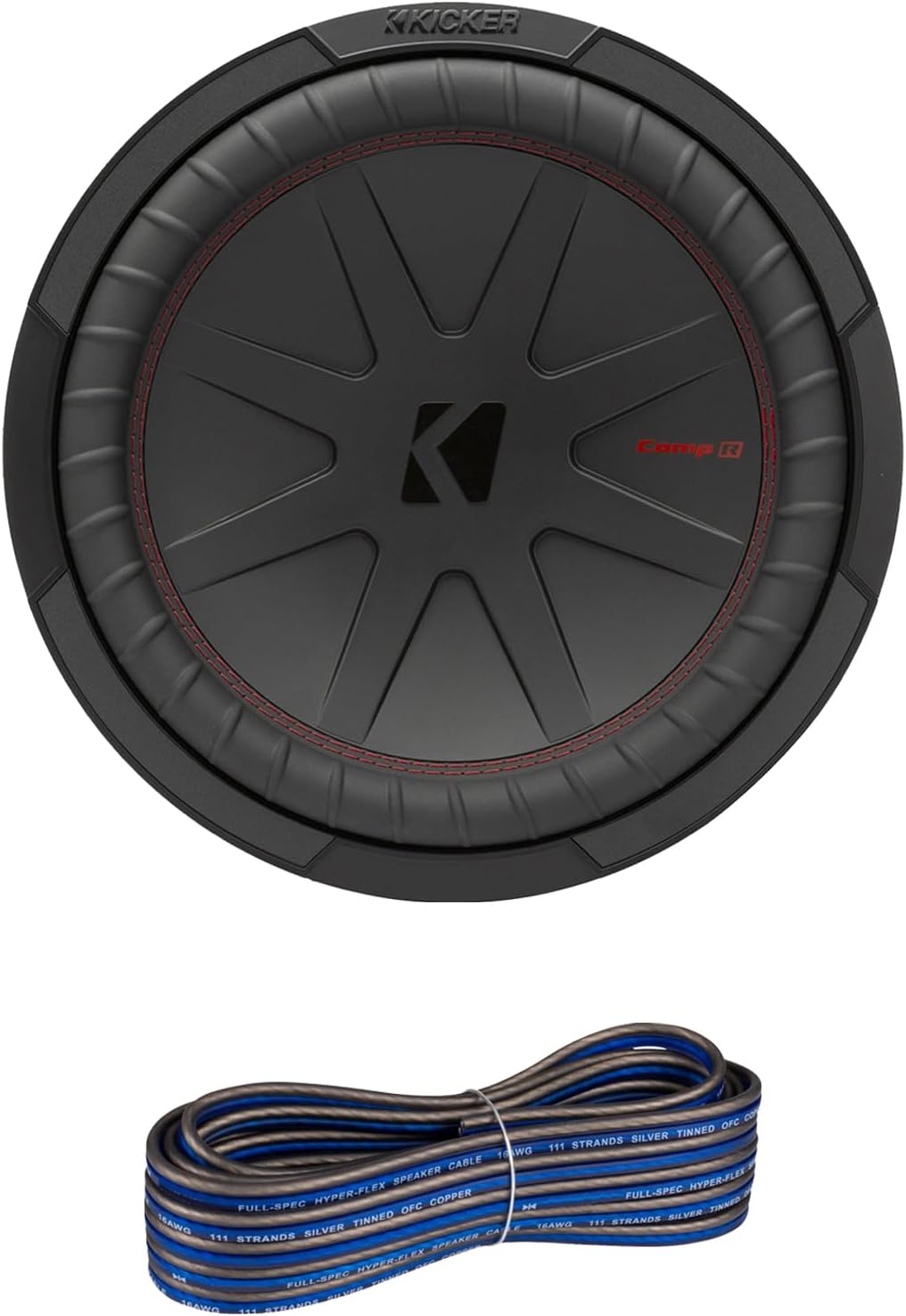 12" 1000 Watt Peak Power 4-Ohm Dual Voice Coil Car Audio Subwoofer with 16 Gauge 50 Feet Wire