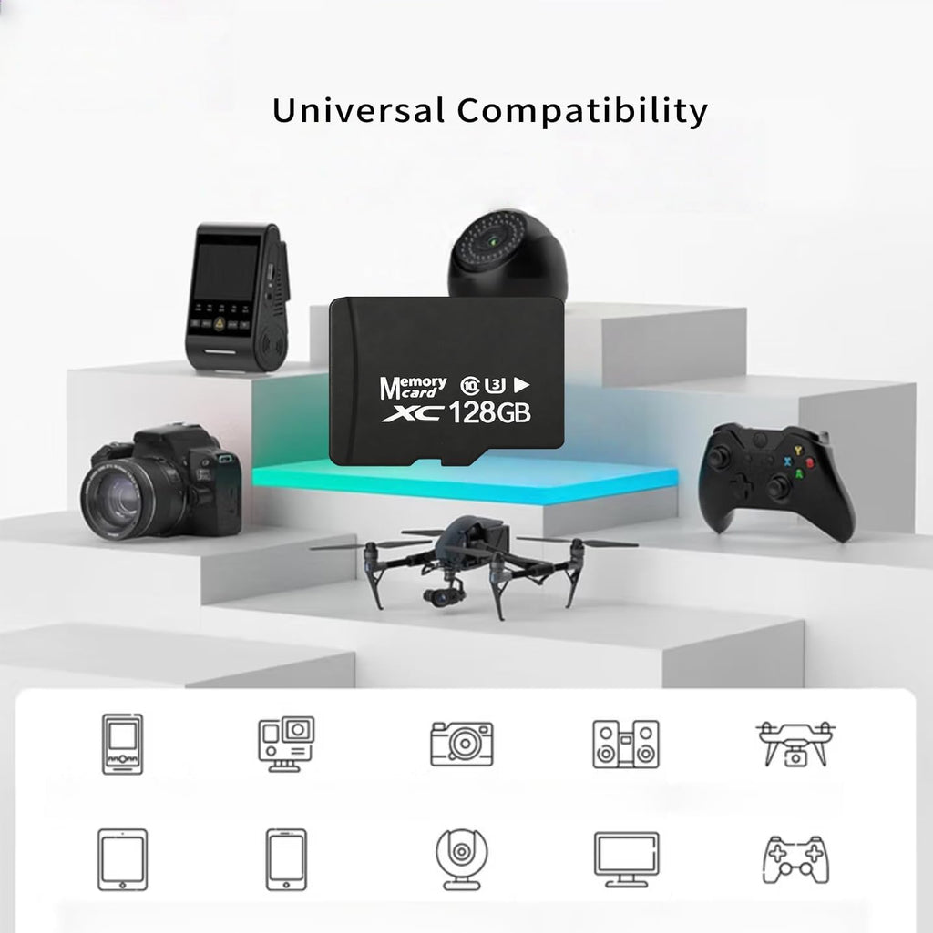 128GB 2-Pack Microsdxc Cards with SD Adapter & USB Reader, U3 V30 Standard Speed, High-Endurance TF Cards for Dash Cam & Security Camera, 4K Ready