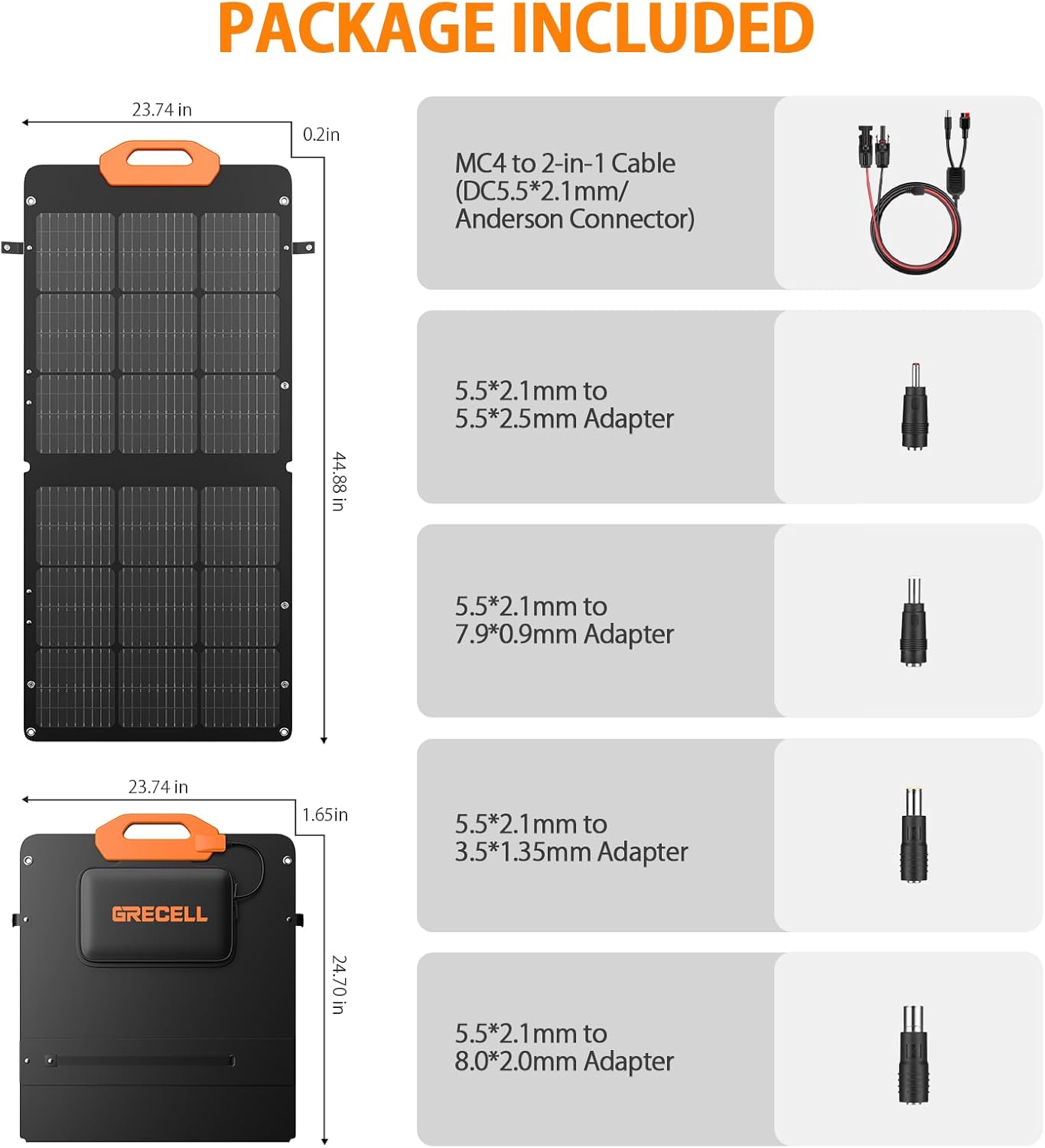 100W Portable Solar Panel, 23.5% High Efficiency ETFE Foldable Solar Charger for Power Station Generator, IP65 Waterproof with Kickstands, 18V Output for RV Camping Van Off-Grid Outdoor