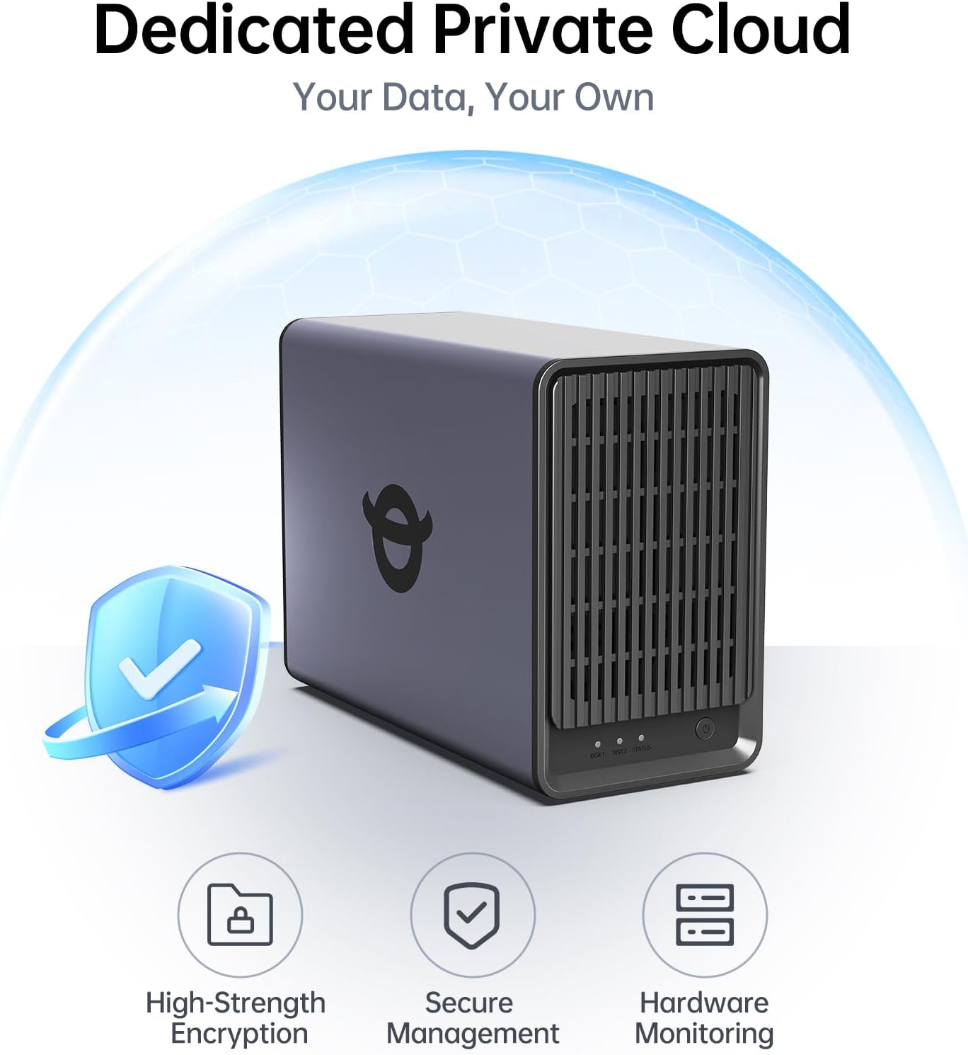 Zero1 2-Bay Desktop NAS, Maximum 60TB (Diskless), User-Friendly Home NAS Storage, Private Security & Remote Access, Silent, 4GB RAM, 2.5Gbe Port, 4K HDMI, Network Attached Storage