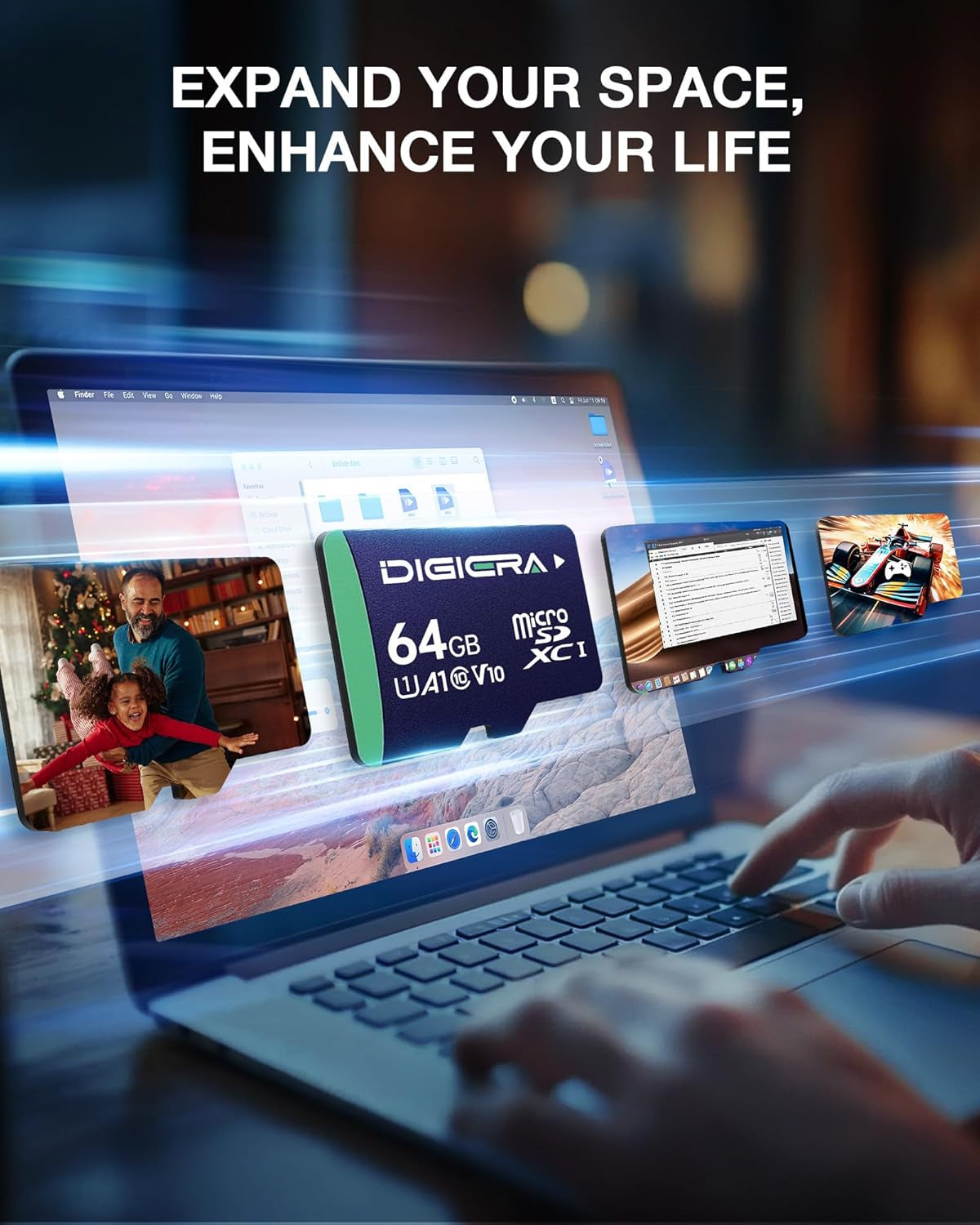 64GB CT100 Microsdxc UHS-I Memory Card with Adapter - up to 100Mb/S, C10, U1, V10, Full HD, A1, Micro SD Card for Smartphones, Tablets, Cameras, Gaming Consoles, and Drones (2 Pack)