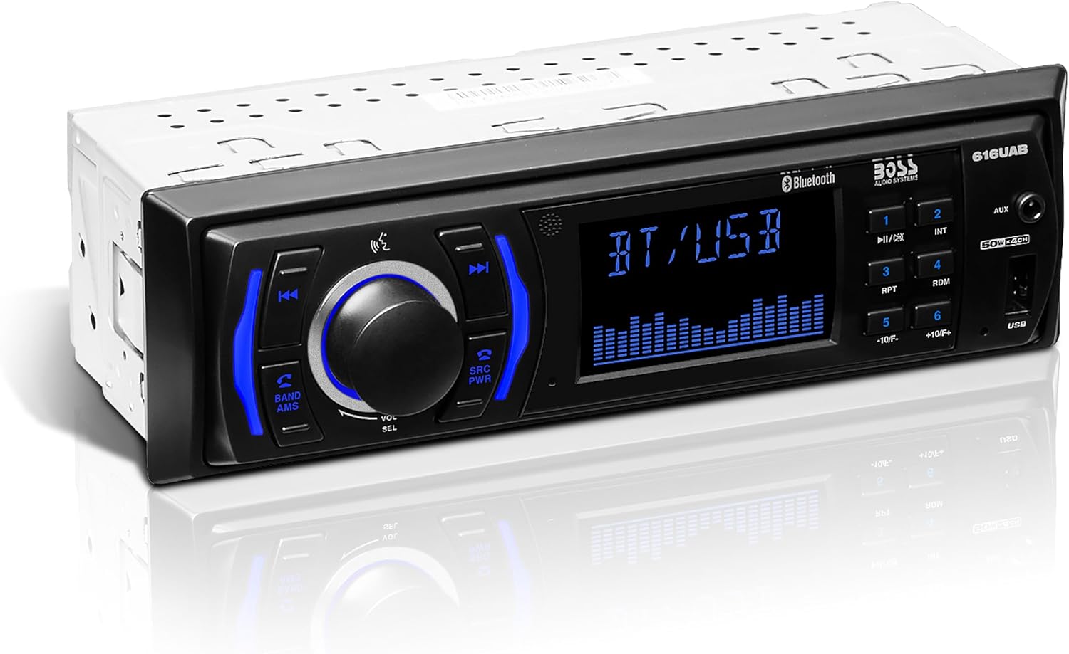616UAB Car Stereo with Bluetooth - Single DIN, MP3, USB, Aux-In, AM/FM, No CD DVD Player