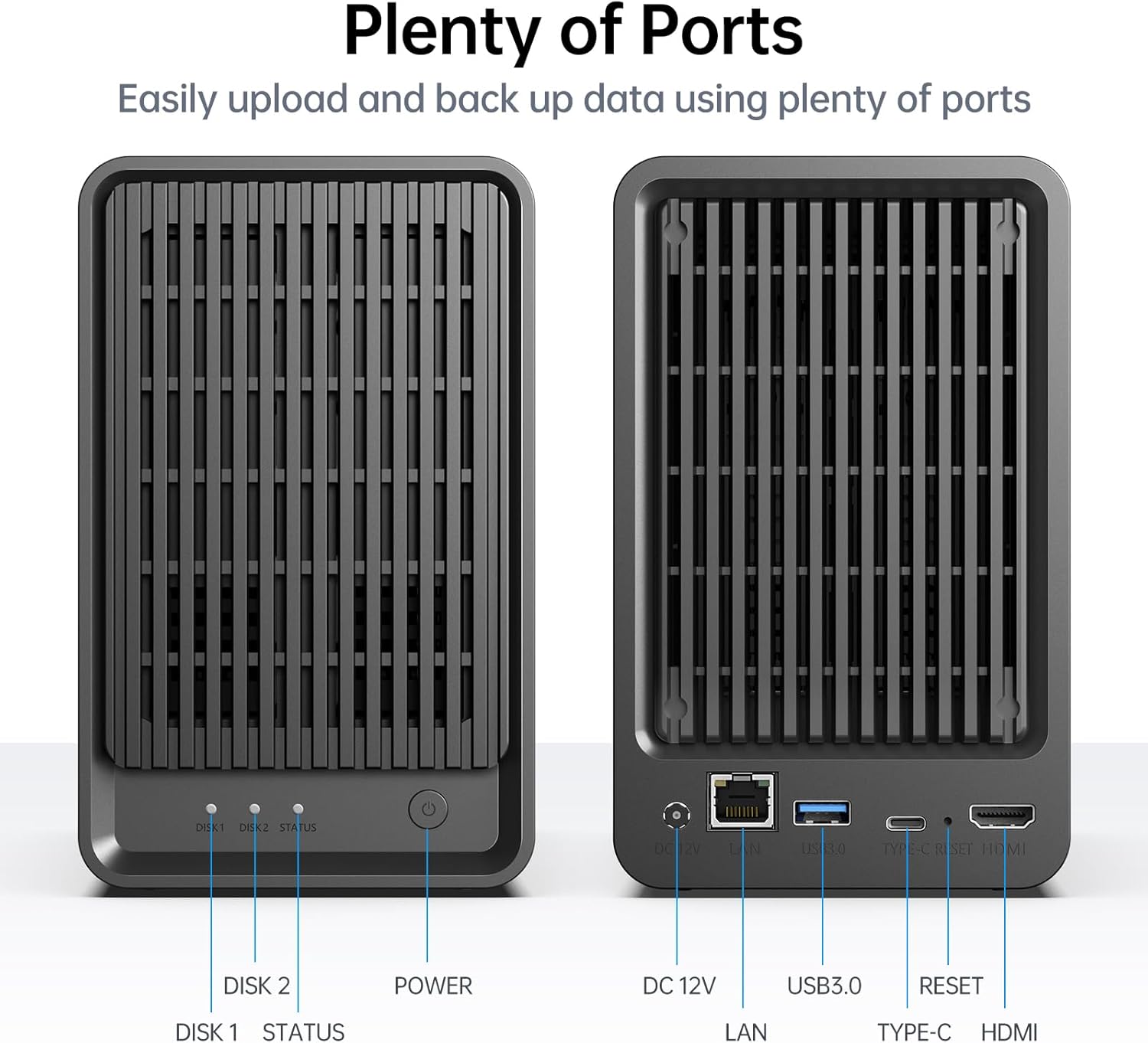 Zero1 2-Bay Desktop NAS, Maximum 60TB (Diskless), User-Friendly Home NAS Storage, Private Security & Remote Access, Silent, 4GB RAM, 2.5Gbe Port, 4K HDMI, Network Attached Storage