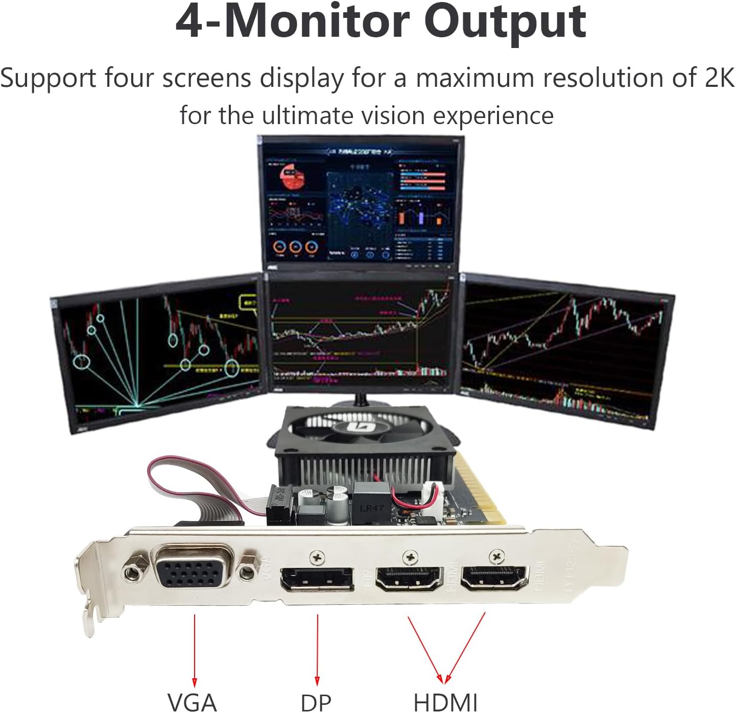 Geforce GT 730 4G Low Profile Graphics Card, 2X HDMI, DP, VGA, DDR3, PCI Express 2.0 X8, Entry Level GPU for PC, SFF and HTPC, Compatible with Windows 11
