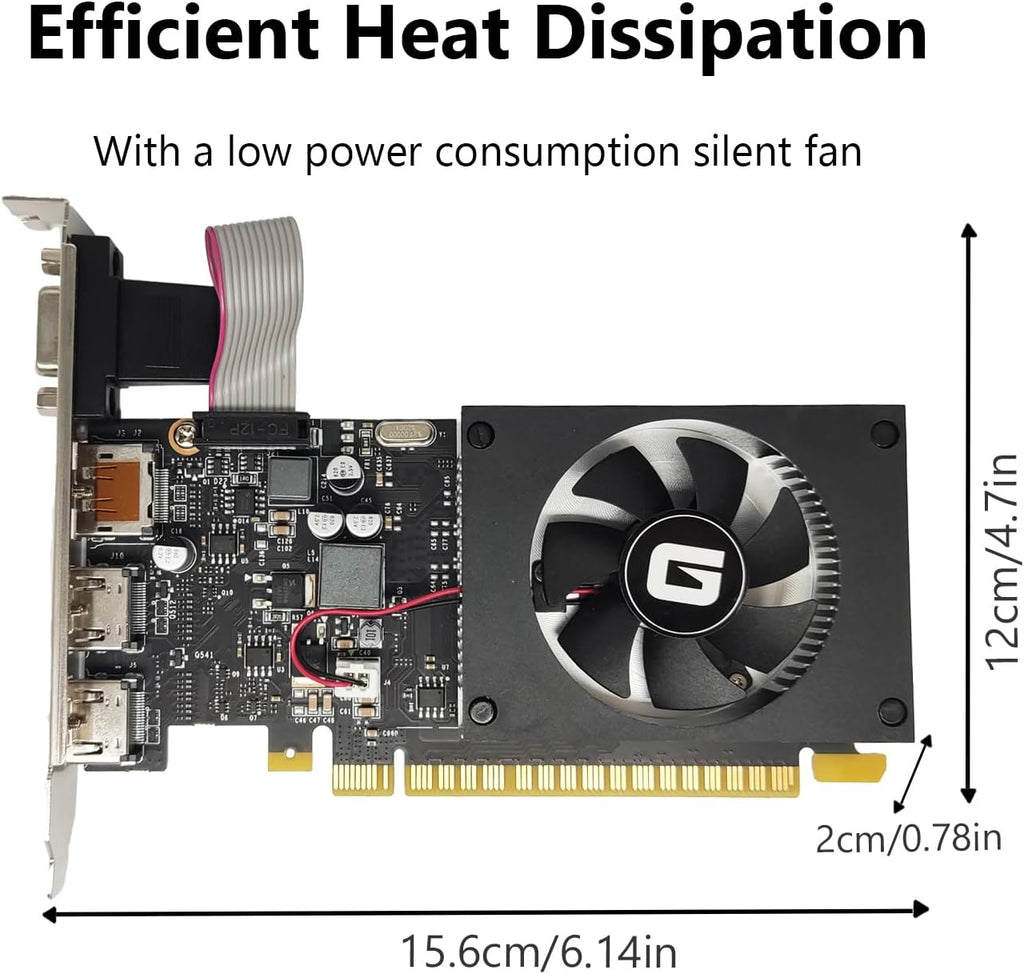 Geforce GT 730 4G Low Profile Graphics Card, 2X HDMI, DP, VGA, DDR3, PCI Express 2.0 X8, Entry Level GPU for PC, SFF and HTPC, Compatible with Windows 11