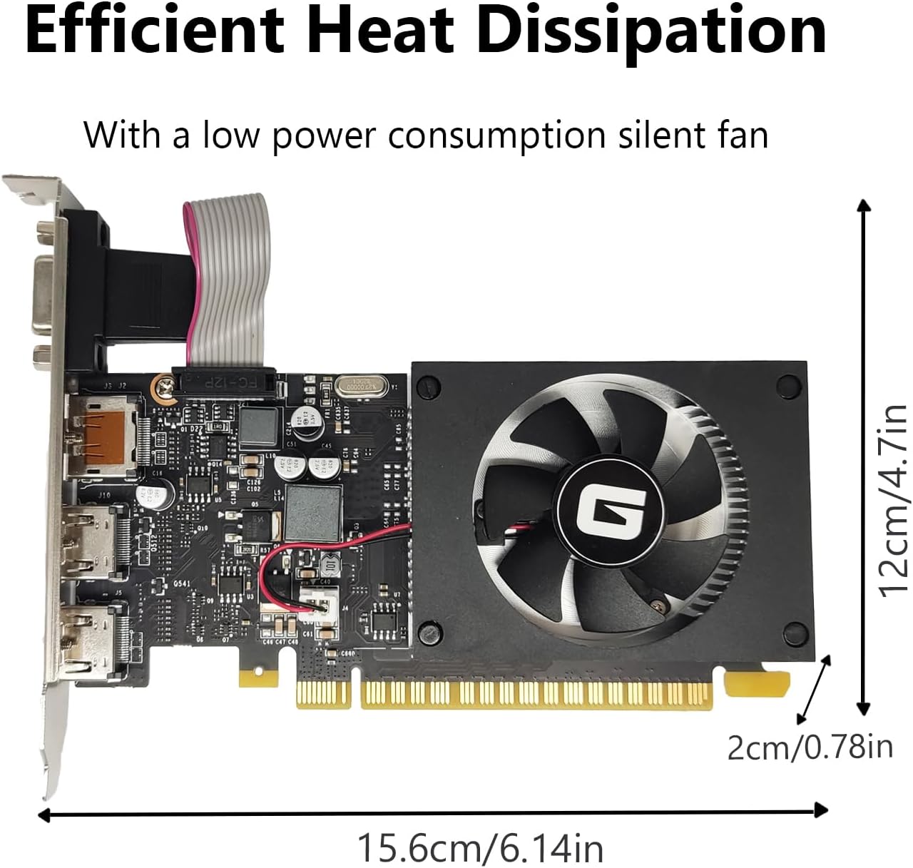 Geforce GT 730 4G Low Profile Graphics Card, 2X HDMI, DP, VGA, DDR3, PCI Express 2.0 X8, Entry Level GPU for PC, SFF and HTPC, Compatible with Windows 11