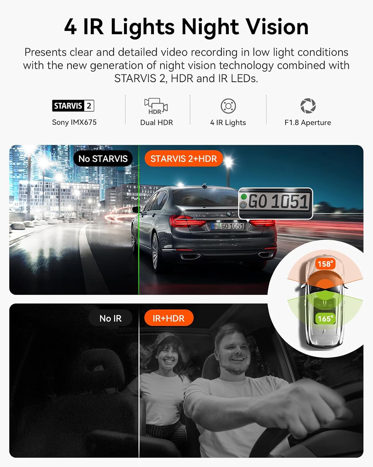 N2X 2.7K Dash Cam Front and Inside, 5G Wifi Dual Dash Camera for Car with HDR IR Night Vision, STARVIS 2, GPS, 2.5K/60FPS, G-Sensor, 24/7 Parking Mode, Voice Control, Support 512GB Max