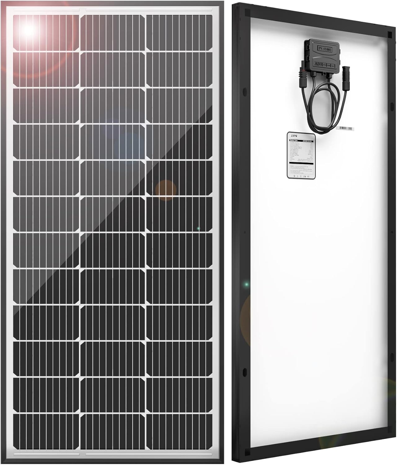 100 Watt Solar Panels, 10BB Monocrystalline 12V 100W Solar Panel, 23% High Efficiency PV Module Power Charger for RV, Home, Farm, Boat, Caravan and Off-Grid Applications