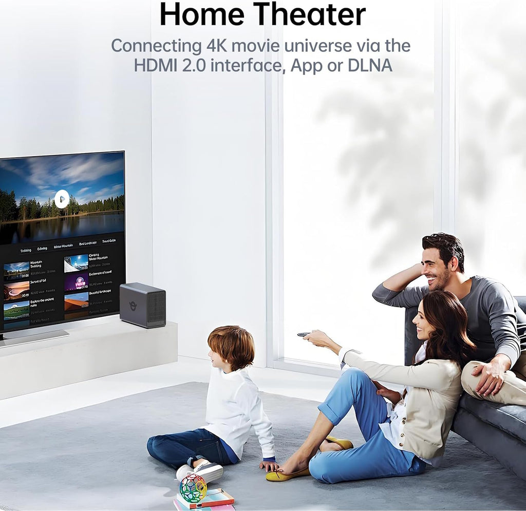 Zero1 2-Bay Desktop NAS, Maximum 60TB (Diskless), User-Friendly Home NAS Storage, Private Security & Remote Access, Silent, 4GB RAM, 2.5Gbe Port, 4K HDMI, Network Attached Storage