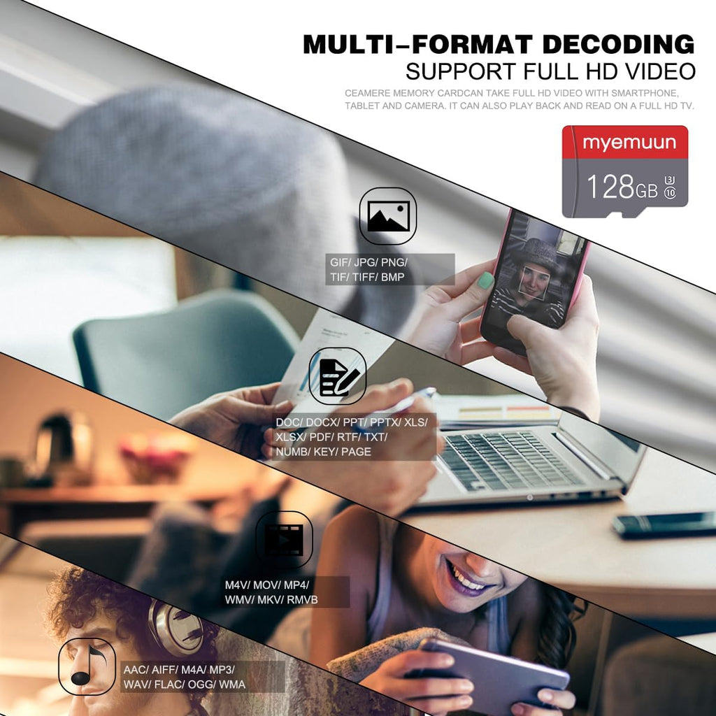 Two Pack Memory Card TF Card 128GB with Adapter, C10 UHS-1 A1, Micro Digital Card‌ for Smartphone/Printer/Personal Computer/Gaming Console/Tablet (2 X 128GB)