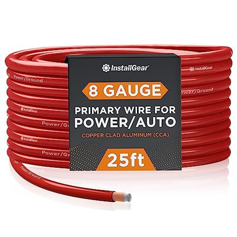Installgear 8 Gauge Wire (50Ft) Copper Clad Aluminum Assorted Sizes , Styles
