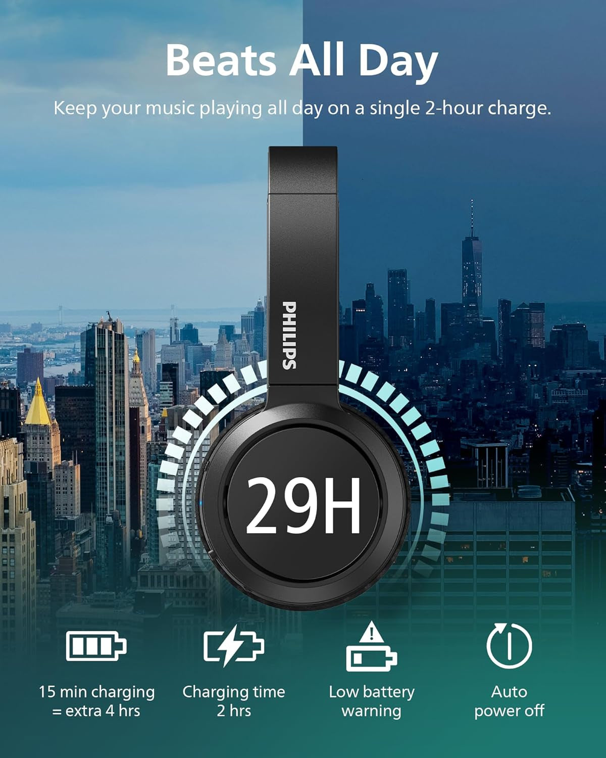 H4205 Wireless Headphone,On-Ear Bluetooth Headphone with BASS Boost,Quality Sound,32Mm Drivers,29-Hour Battery Life,Fast Charging,Lightweight,Adjustable Cushioned Headband,Soft Ear Cups,Black