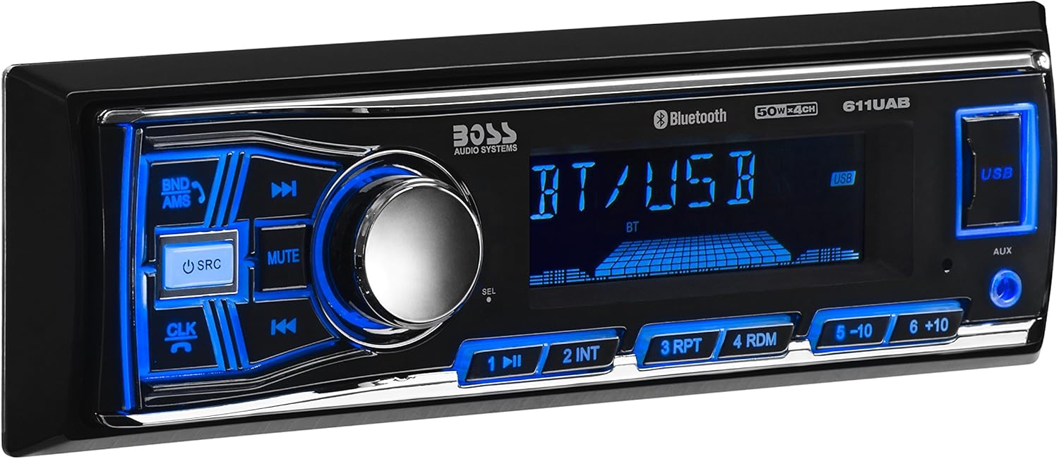 638BCK Car Stereo Package – Single Din, Bluetooth, No CD DVD Player, AM/FM Radio Receiver, USB, 6.5 Inch 2 Way Full Range Speakers