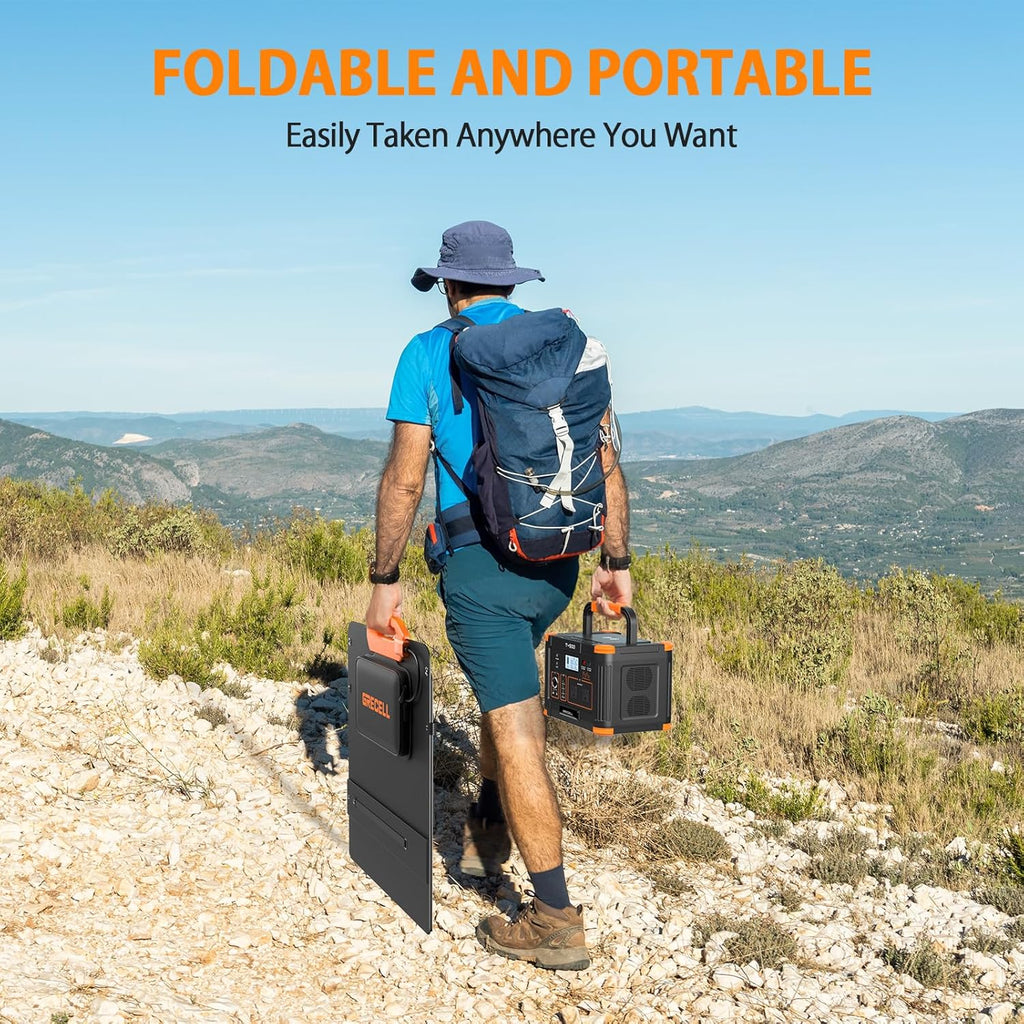 100W Portable Solar Panel, 23.5% High Efficiency ETFE Foldable Solar Charger for Power Station Generator, IP65 Waterproof with Kickstands, 18V Output for RV Camping Van Off-Grid Outdoor