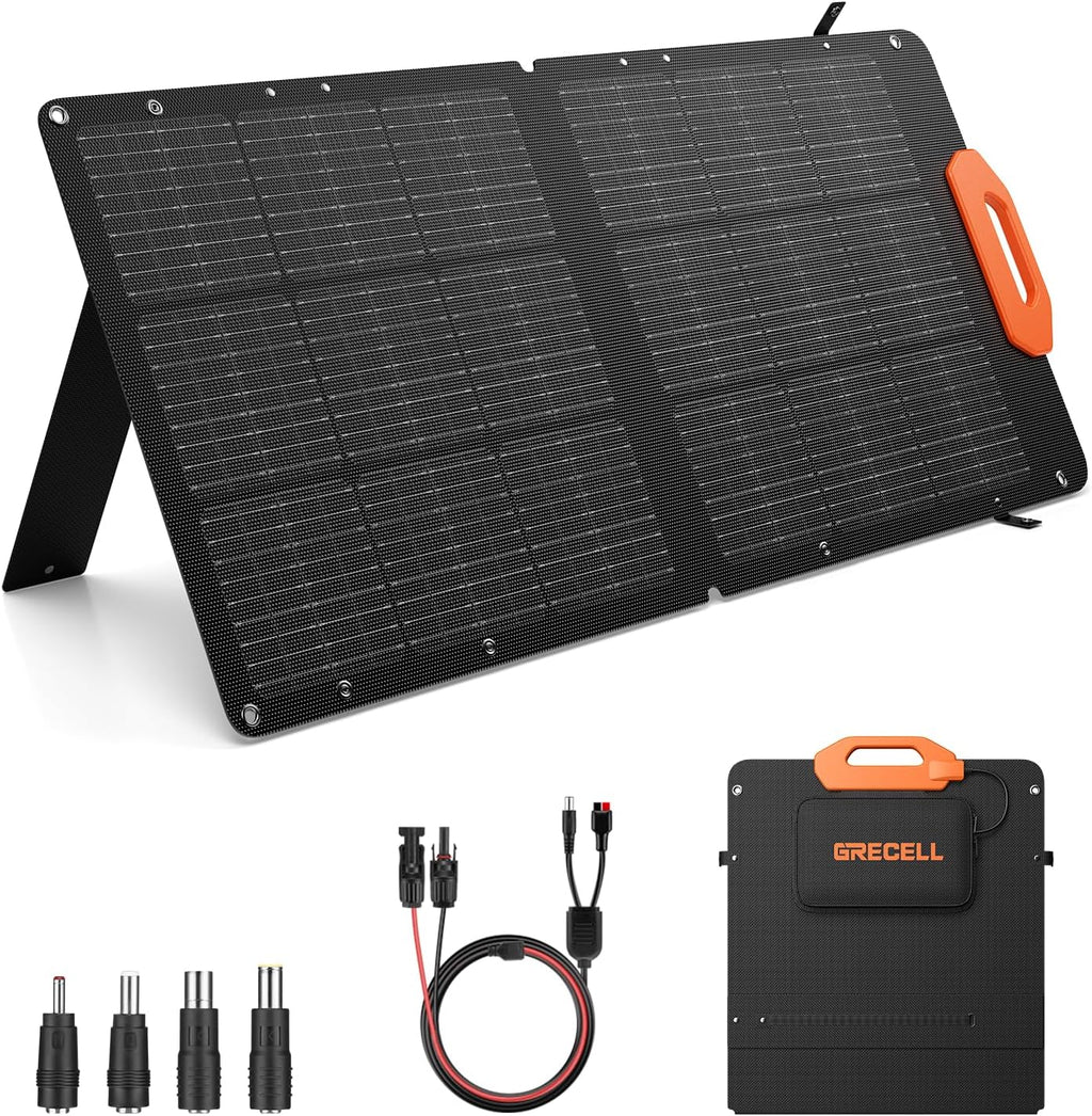 100W Portable Solar Panel, 23.5% High Efficiency ETFE Foldable Solar Charger for Power Station Generator, IP65 Waterproof with Kickstands, 18V Output for RV Camping Van Off-Grid Outdoor