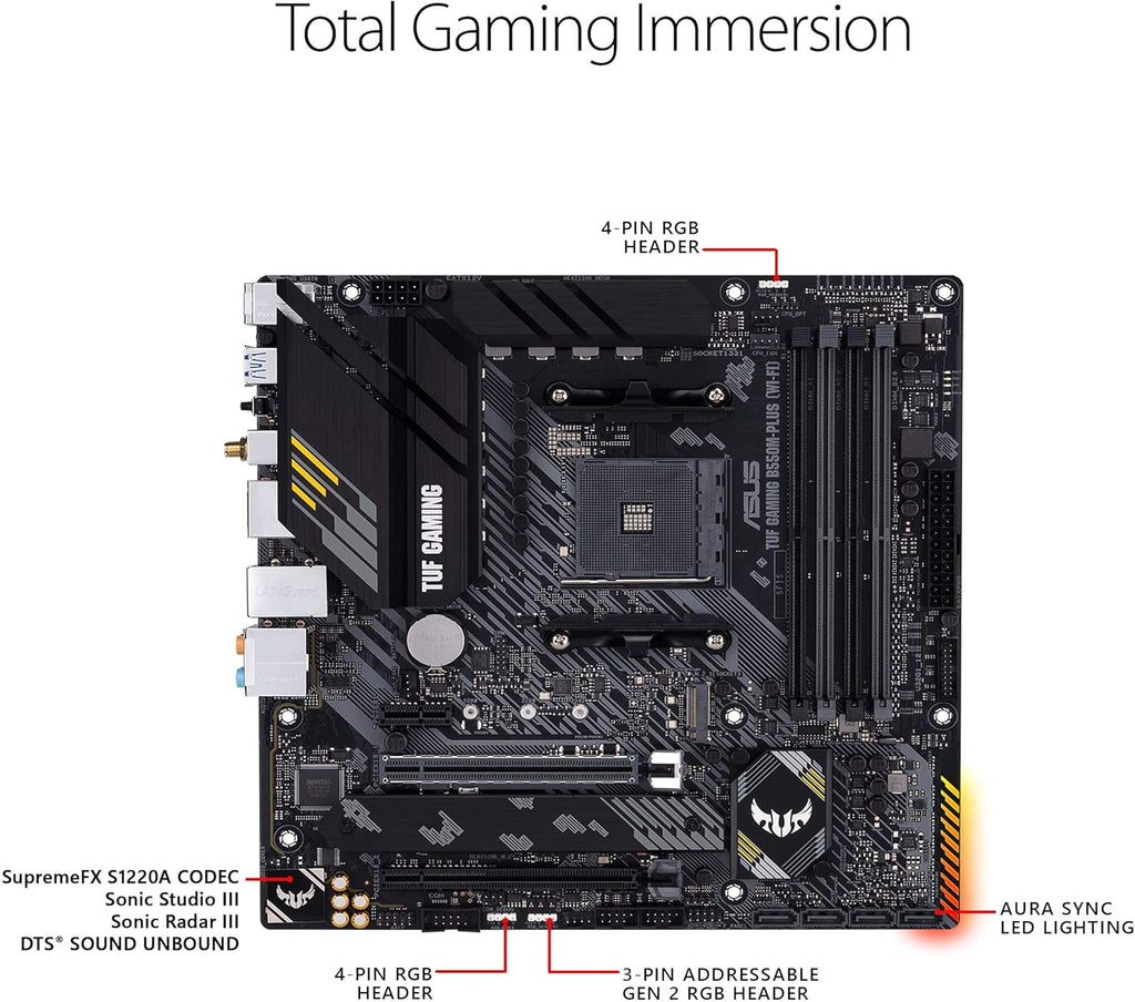 ASUS TUF Gaming B550-PLUS Wifi II AMD AM4 (3Rd Gen Ryzen™) ATX Motherboard (Pcie 4.0, 6, 2.5Gb LAN, BIOS Flashback, USB 3.2 2, Addressable 2 RGB Header and Aura Sync)