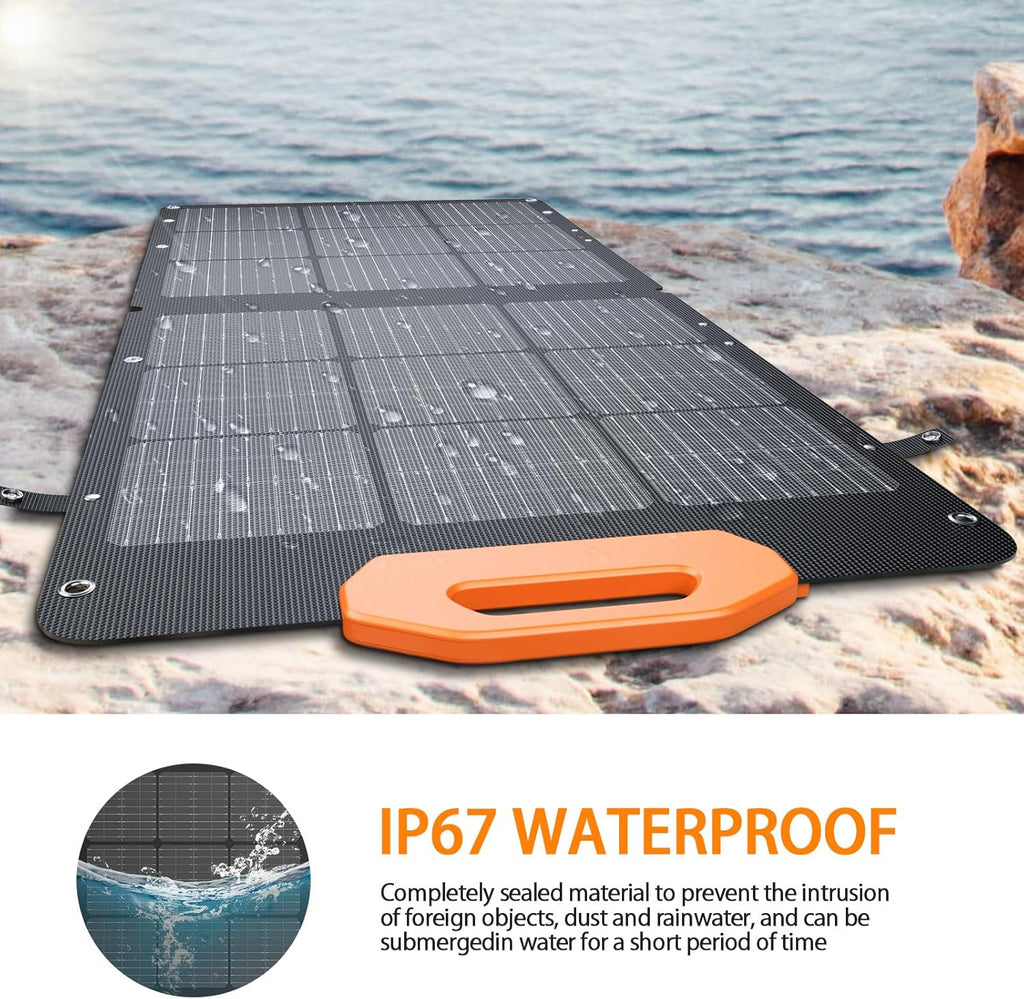 100W Portable Solar Panel, 23.5% High Efficiency ETFE Foldable Solar Charger for Power Station Generator, IP65 Waterproof with Kickstands, 18V Output for RV Camping Van Off-Grid Outdoor
