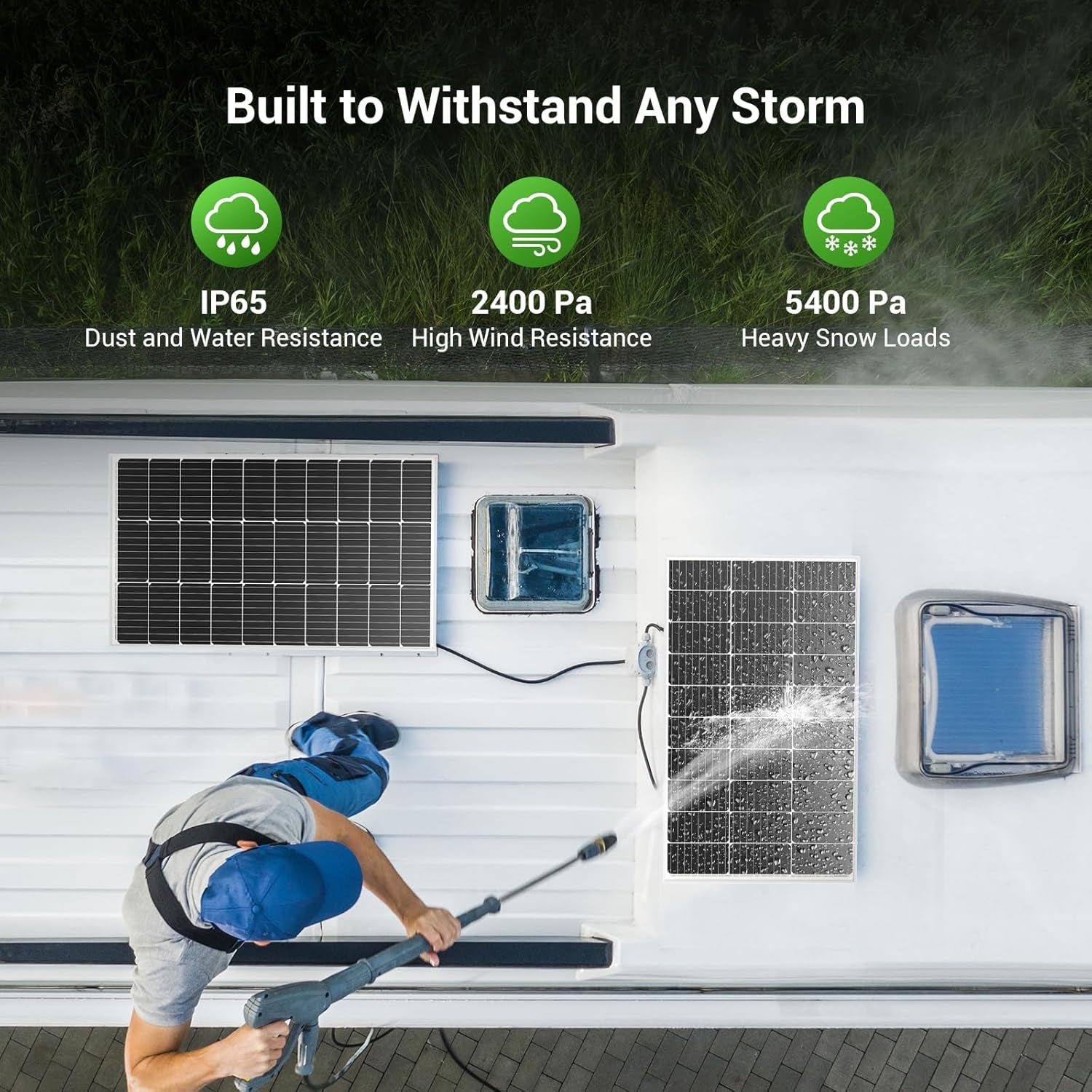 100W 12V Monocrystalline Solar Panel with Solar Connectors, High Efficiency Module PV Power for Battery Charging Boat, Caravan, RV and Any Other off Grid Applications