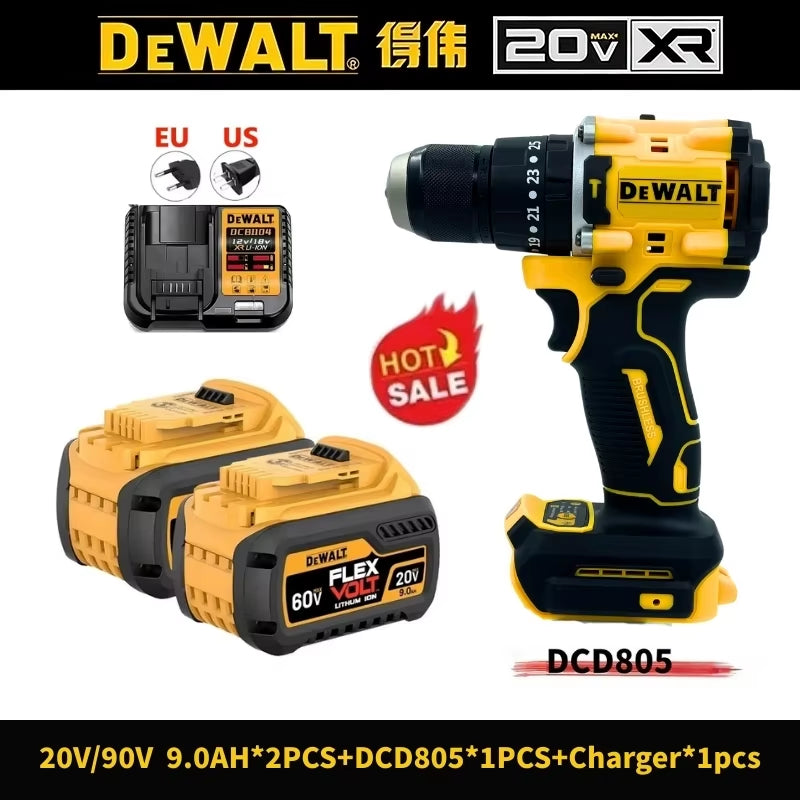 DCD805 Cordless Electric Drill Driver Kit Bare Tool 20V MAX 1/2 in Rechargeable Electric Tool Has a Long Service Life