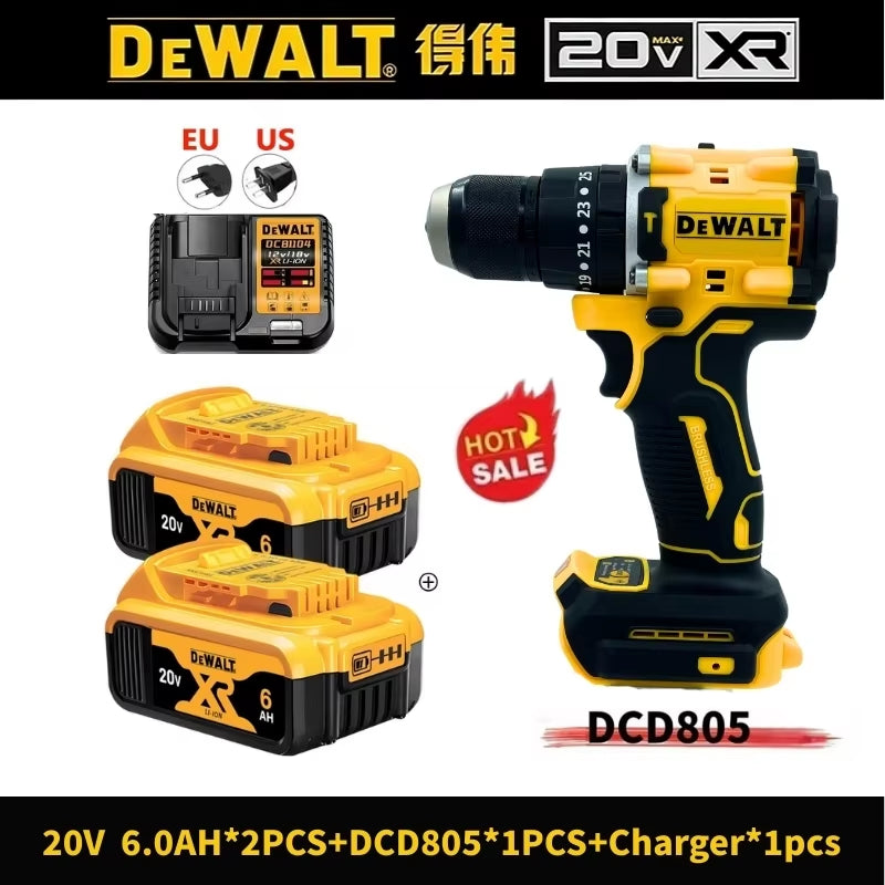 DCD805 Cordless Electric Drill Driver Kit Bare Tool 20V MAX 1/2 in Rechargeable Electric Tool Has a Long Service Life