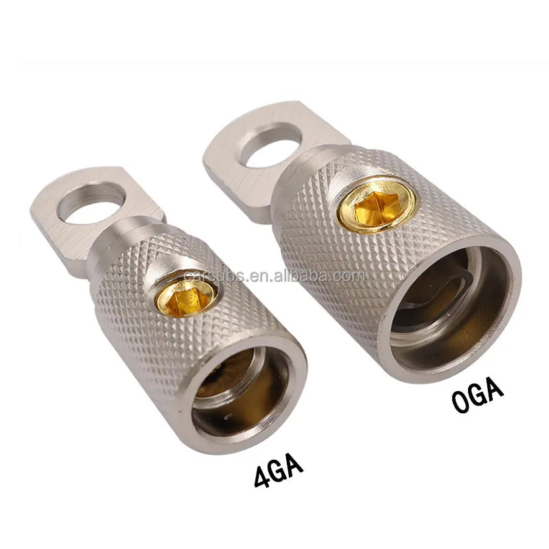 Male Spade Car Amplifier Terminals Connections 0GA 4GA 8GA Copper Fast Install Car Amplifiers Input Reducers Cable Accessories