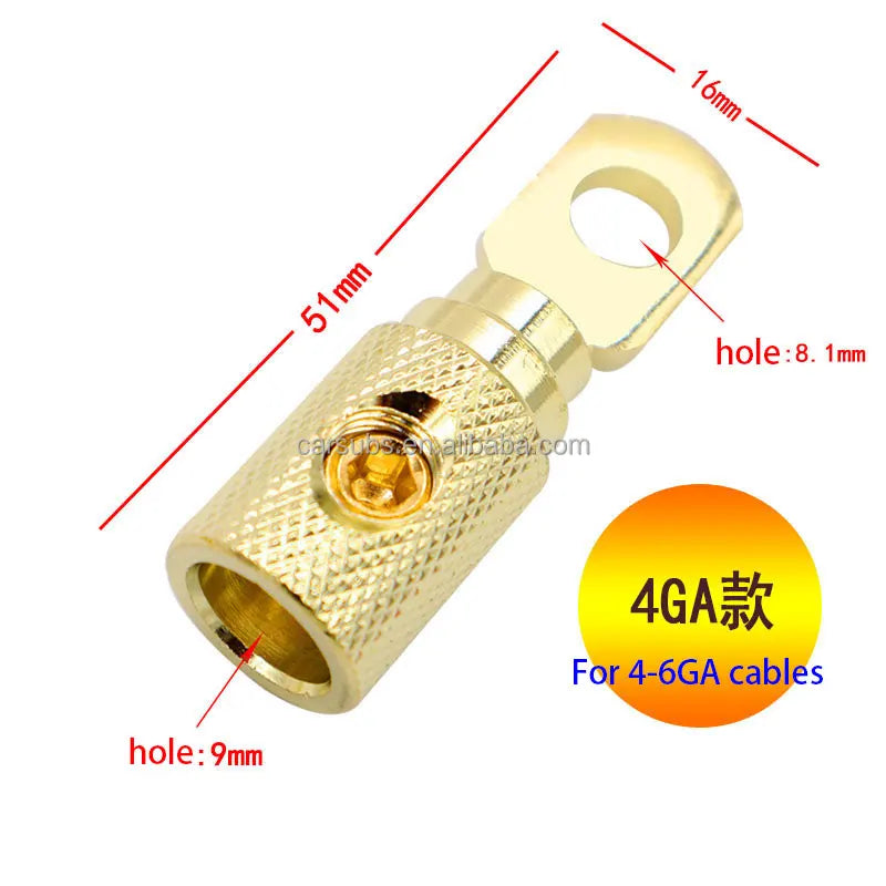 Male Spade Car Amplifier Terminals Connections 0GA 4GA 8GA Copper Fast Install Car Amplifiers Input Reducers Cable Accessories