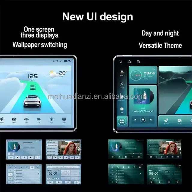 Meihua 2 Din Portable Car Stereo Android 7/9/10/10.33/13.1 Inch Autoradio with GPS Navigation Audio DVD Player DSP Function