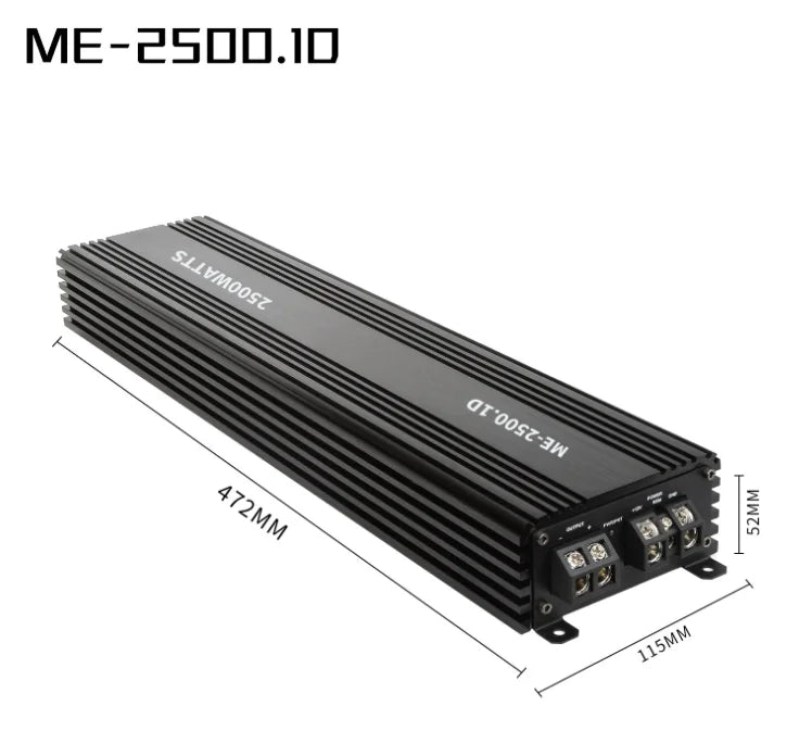 Class D Car Audio Power Amplifier RMS 2500Wrms 1 Ohm Impedance Spl Mono Power Amplifier with Crossovers