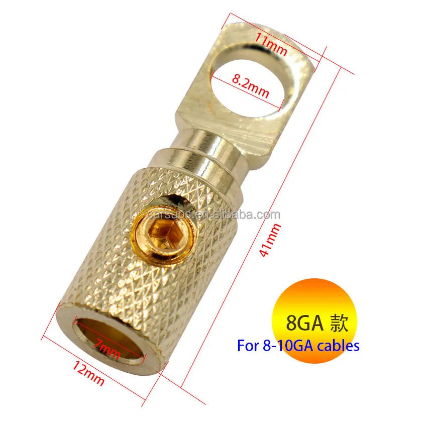 Male Spade Car Amplifier Terminals Connections 0GA 4GA 8GA Copper Fast Install Car Amplifiers Input Reducers Cable Accessories