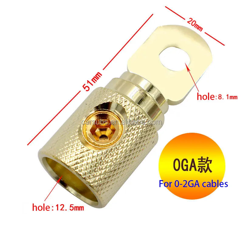 Male Spade Car Amplifier Terminals Connections 0GA 4GA 8GA Copper Fast Install Car Amplifiers Input Reducers Cable Accessories