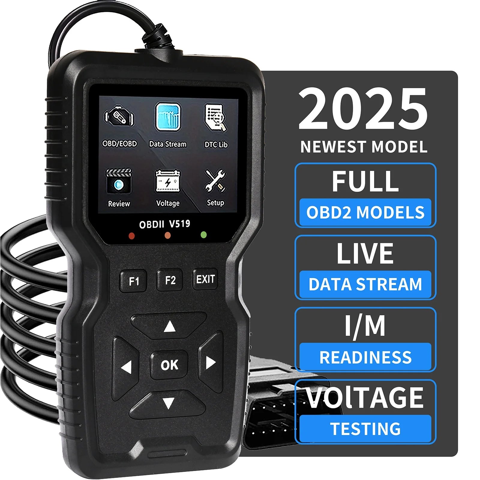 Professional Obd2 Diagnostic Tool Heavy Duty Vehicle Repair Tool - Code Reader/Resetter, Supports Real-Time Data Stream, No Battery Required, Compatible with Vehicles 1996 and up (Obdii/Eobd, Mode 6/8), Suitable for Mechanics, DIY Car Repair, Trucks, Motorcycles, Suvs - Compact Design, User-Friendly Controls, Robust Equipment, Obd Ii Reader, Automotive