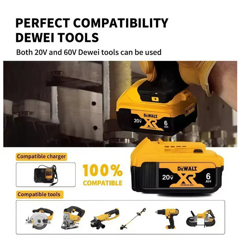 100% Original 20V 6.0Ah MAX Battery Power Tool Replacement for  DCB184 DCB181 DCB182 DCB200 20V 6A 18Volt 20V Battery.