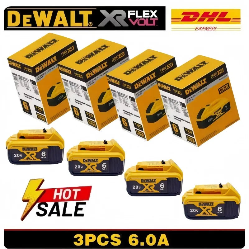 100% Original 20V 6.0Ah MAX Battery Power Tool Replacement for  DCB184 DCB181 DCB182 DCB200 20V 6A 18Volt 20V Battery.
