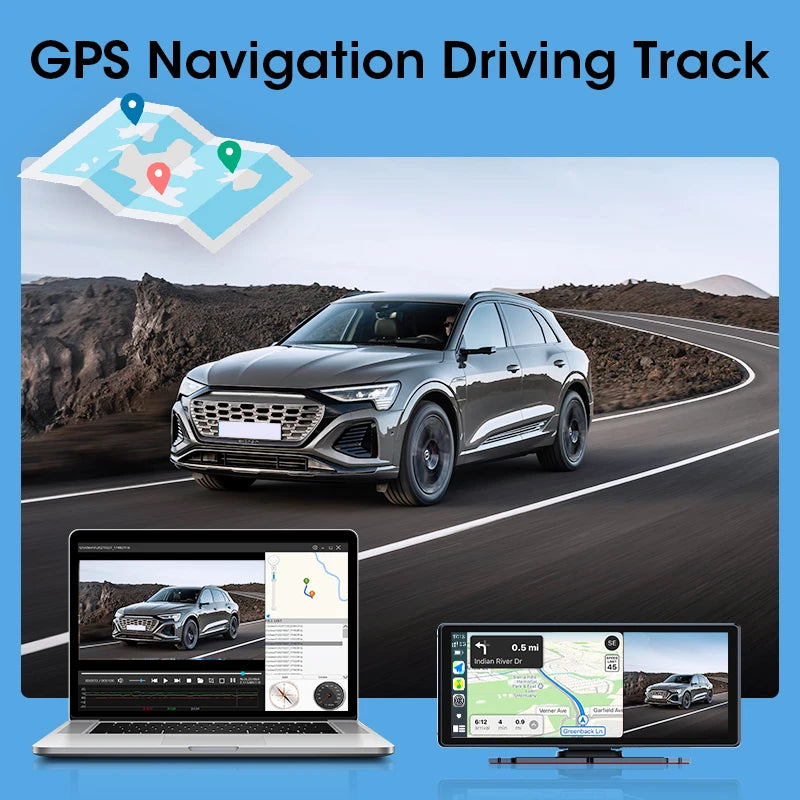 8.1 Inch 2.5K Dash Cam Wireless Carplay Android Auto Car DVR Wifi GPS Navigation Rearview Camera Dashboard Video Recorder